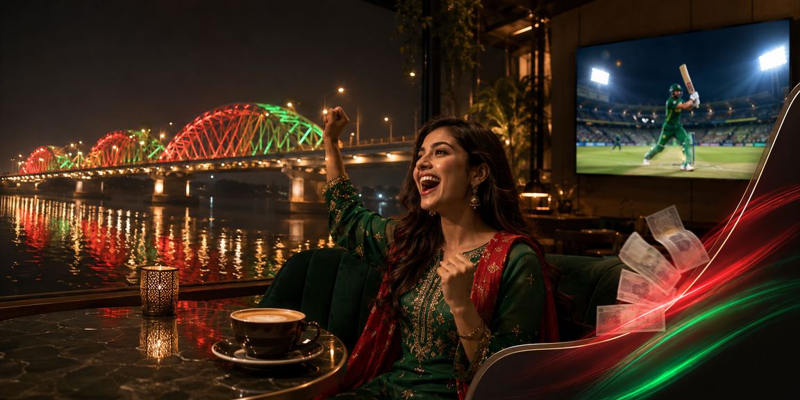 রাজশাহীতে লাল-সবুজ পতাকার সামনে একজন বাংলাদেশি ব্যবহারকারী yo5 - এ ক্রিকেট বেটিং করছেন